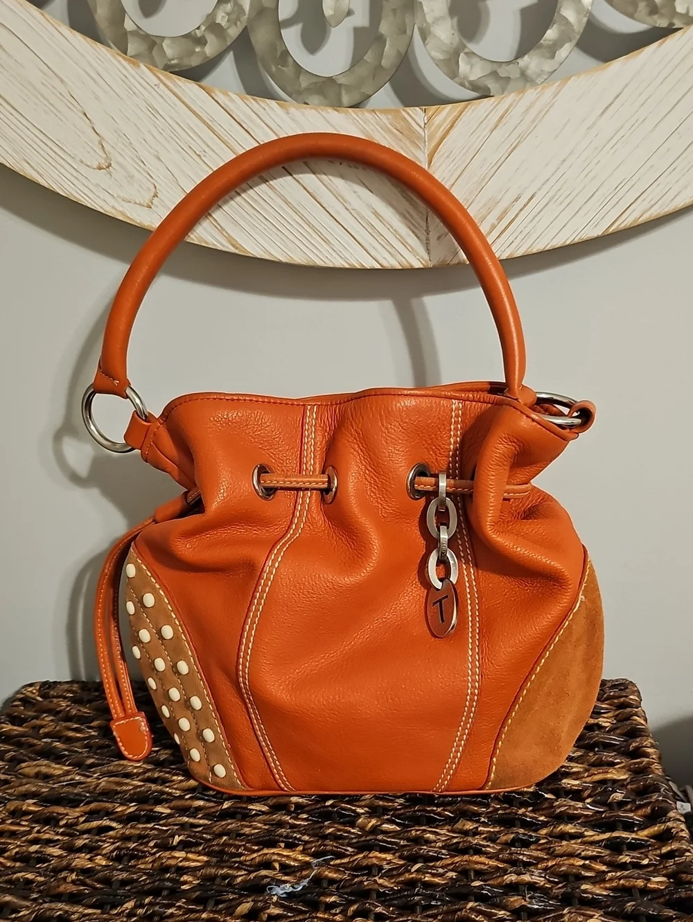 Tods Vintage Orange Bucket Bag